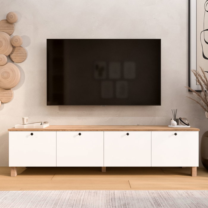 Hanah Home Nord - ND7-SW Soporte para TV Blanco y Roble Hanah Home Nord - ND7-SW Soporte para TV Blanco y Roble